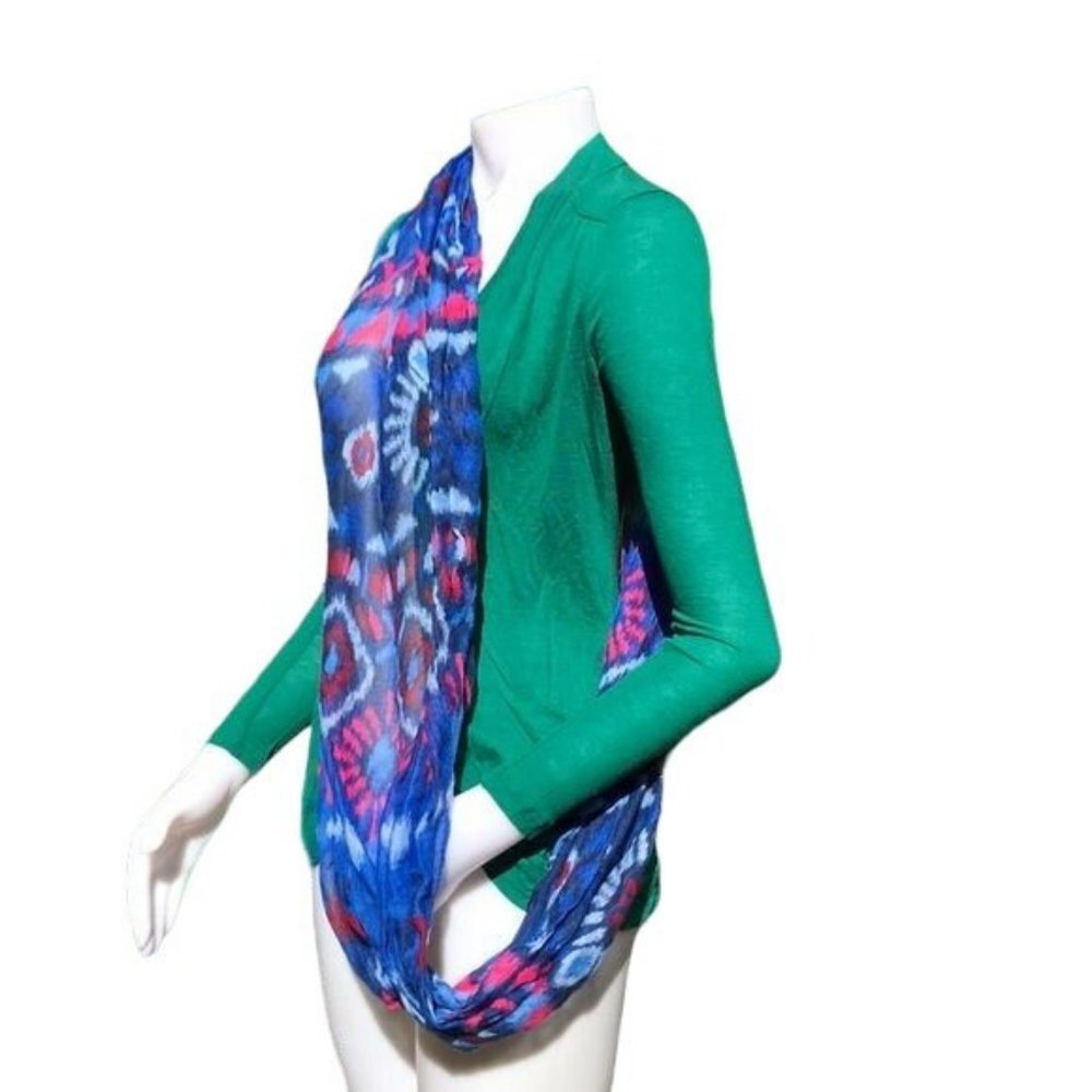 Blue & Pink Infinity Scarf Sheer Lightweight Extra Wide One Size - Picture 6 of 8